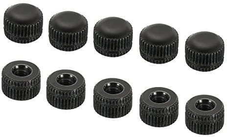 PATIKIL M4 Cappuccio Dado, 25pz Dado Dado Vite Pomello Cappuccio Inserto Bullone Coperchio Femmina Filettatura Zigrinata Ferramenta Raccordi Leggero Fissaggi Lucido Nero