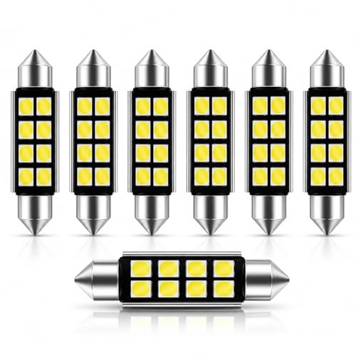 C5W Led.(6 uds).Luces Led Coche.Luz Matricula.CANBUS 12V.Longitud: 31 mm.Varios tamaños a elegir (31-36-39 y 42 mm).Para Maletero,Guantera,Puertas.Bombillas Led Coche.Blanca Ultrabrillante. ALBURANⓇ
