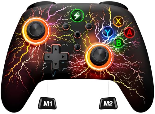 Trådlös Switch Pro-kontroll för Nintendo Switch Controller/Lite/OLED, cool RGB trådbunden PC-speljoysticks – trådlös iOS/Android-fjärrkontroll med LED-lampa/programmerbara Nintendo Switch-tillbehör