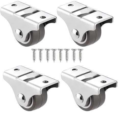 4 Pcs Furniture Casters, Castor Wheels Fixed, Transport Castors, Rubber Casters With Screws, Casters for Moving Furniture 25mm 32mm 38mm 50mm, Wear-resistant, Silent,25mm(0.98in)
