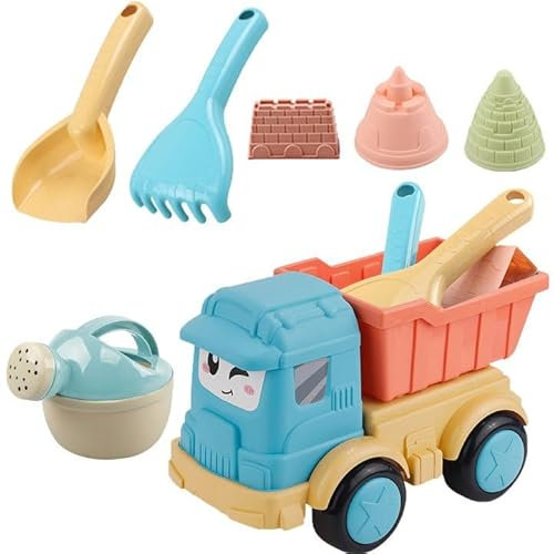 CHENKEE Strand Sandspielzeug Set, 7 Stück Sand Set Maus Sand Strand Spielzeug für Kinder mit Sand Förmchen, Gießkanne, Rechen, Schaufel, Spielzeugauto