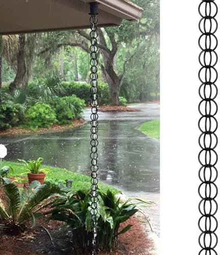 Blazea Catena da Pioggia Anello di Catene da Pioggia in Lega di Alluminio, Catena Antipioggia per Grondaia con Gancio, Sostituzione del Pluviale Campane della Pioggia (Size : 3m (10ft))