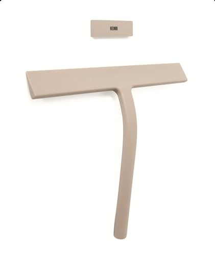 HEIMR Raclette de douche en silicone avec système de suspension magnétique - Raclette de douche avec bande magnétique - Raclette de douche - Raclette de douche (Taupe)