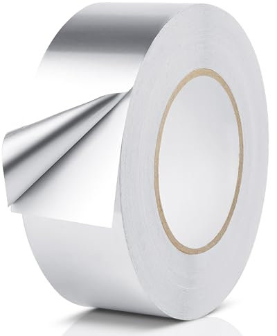 WINSOME Aluminium Foil Tape 48mm X 45m | Strong Heat Resistant Aluminium Tape | Silver Waterproof Adhesive Tape | Metal Tape for Leaks, Sealing, Insulating and Exhaust Repair