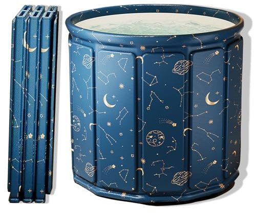 AYES Faltbare Badewanne für Erwachsene, Tragbare Eisbadewanne für Kaltwassertherapie Training, Outdoor Tauchwanne, Freistehende Badewannen für Dusche Spa Sauna (Planet Blau, 70cm*70cm*65cm)