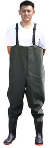 Chaoyilian Chasse Waders Poitrine avec Bottes imperméable Respirant Crosswater pêche,Pantalons de Waders Nylon avec Bottes,Chasse Waders,Respirant,pêcher sur l'eau,pour la pêche,Les fermes