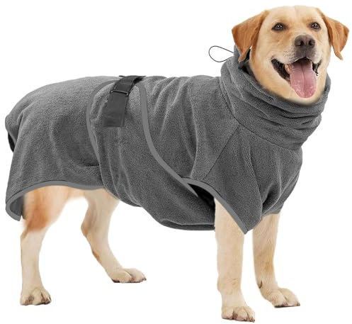 auvstar Hundebademantel aus Baumwolle,Saugstarker Hunde Bademantel Gross,Kuscheliger Bademantel Hunde groß,Hundehandtuch