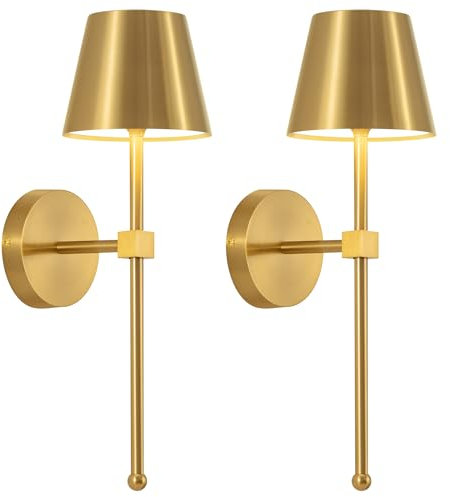 VISDANFO Set di 2 lampade da parete a batteria senza fili, 5200 mAh, piccole lampade da parete a LED con telecomando, 3 colori, dimmerabili, per soggiorno, camera da letto, corridoio, esterno, regali