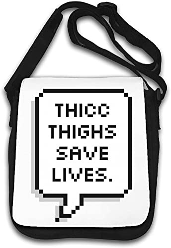 Thicc Thighs Save Lives 8 Bit Styled Slogan Shoulder Bag White