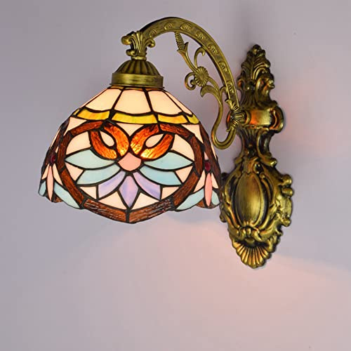 YRYRYW Lampada a Parete barocca Vintage in Stile colorato in Vetro da Letto con Le luci Parete Fatte a Mano per Il corridoio del corridoio Balcone corridoio Household faucets