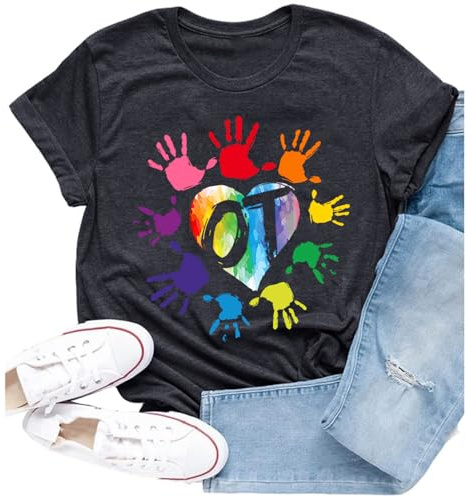 Cutesong Occupational Therapy Shirt for Women OT Therapist Rainbow Tee Tops