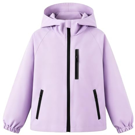 Baogaier Girls Waterproof Jacket Kids Lightweight Coat 11-12 Years, Purple