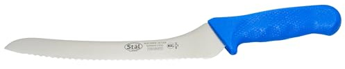 Winco 9 Commercial-Grade Serrated Bread/Pastry Knife with Offset Handle, Blue