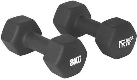 Mirafit Soft Touch Mini Hex Dumbbells - 2 x 8kg