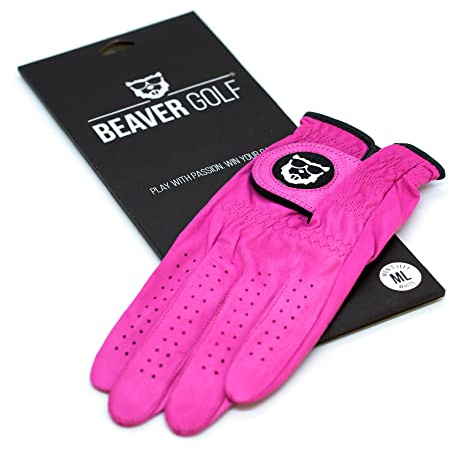 BEAVER GOLF Herren Golf Handschuh pink - Premium Cabretta-Leder - maximale Qualität - nachhaltig - Handarbeit (S, Rechts (Linkshänder))