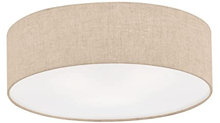 Fischer & Honsel Deckenleuchte 3x E14 max.40W Stoffschirm Leinen Sandfarben, 40 x 40 x 12 cm (LxBxH)