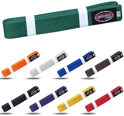 Farabi Sports Karate Gürtel Mehrere Farben Karate Gürtel Judo Karate BJJ Kampfsport Taekwondo Gürtel (260-cm, Green)
