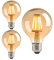 Trango 3er Pack E27005 LED E27 3-Stufen dimmbar warmweiß Gold farbig 2500 Kelvin 4 Watt 400 Lumen, G80 Ø8cm Filament Edison Glühbirne, Amber Vintage Glühbirne, Retro-Beleuchtung Globe Leuchtmittel