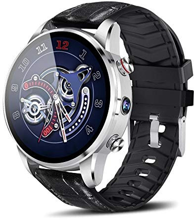 QESTO FDS smart watch Smart Watch Android 7.1 GPS Smartwatch Men LTE 4G Smart Watch Phone Heart Rate Monitor 1GB 16GB Memory 2MP Camera,Silver(Black)(Black)(Silver)