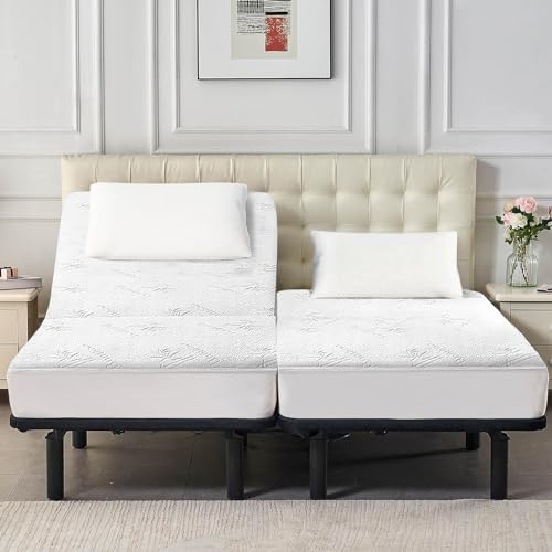 Lysam Mattress Protector Split King, Cooling Bed Mattress Cover Waterproof, 39x 80 Bed Cover 2 Pack Noiseless & Soft, Deep Pocket Mattress Pad Cooling for Baby Pregnant Women Older