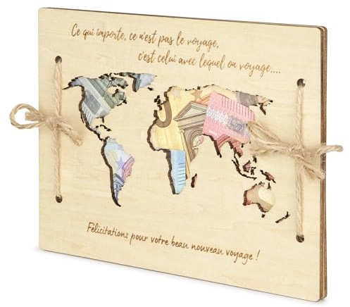 EQUIK PRODUCTS Cadeau de mariage | Carte de félicitations avec enveloppe porte-argent | Pour couple marié | Carte du monde