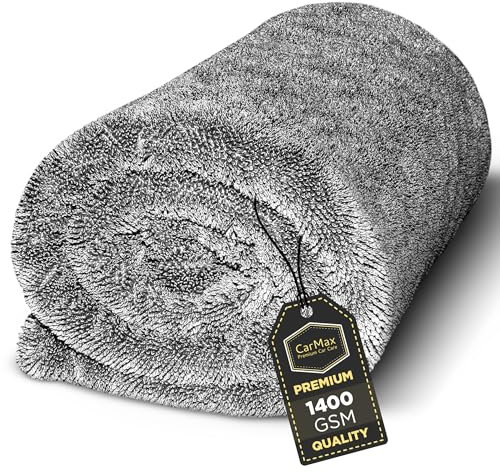 CarMax® - Original Twisted Loop Car Drying Towel - Double-Sided XXL - 90cm x 60cm 1400gsm Microfibre Towel for fast streak-free drying and detailing.
