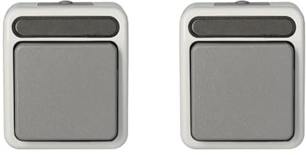 Schneider Electric Merten MEG3116-8029 Aus/Wechselschalter, Aufputz Schalter 1-polig, lichtgrau, IP44, Feuchtraum Schalterprogramm AQUASTAR Merten (Packung mit 2)