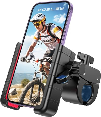 Zoeley Handyhalterung Fahrrad, Handyhalterung Motorrad [2025 Anti Rutsch & Anti Shake] Hält Bombenfest 1S Sperre Handyhalter Fahrrad Lenker für 16/15/14, Samsung S24/S23 Alle 4.5-7 Zoll Smartphone