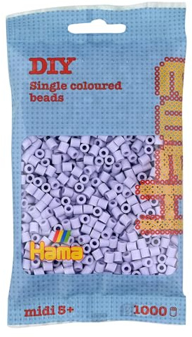 HAMA Bolsa de perlas | Aprox. 1000 cuentas midi fusibles para manualidades y mosaicos | Perlas de fusión para niños creativos 5+ | Juego de arte y decoración | Light Lavender
