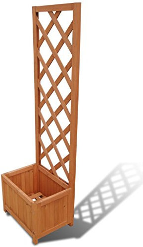 Kavolet Fioriera con traliccio, fioriera da giardino, fioriera in legno, per balcone e giardino, con supporto per piante rampicanti, marrone, 40 x 30 x 135 cm