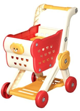 ＡＷＨＡＯ Kinder Einkaufswagen, Spielzeug, Einkaufswagen, Spielzeug, Lustig, Frühpädagogisch, Supermarkt Handwagen, Trolley Spielset für Baby Geburtstagsgeschen, Rot