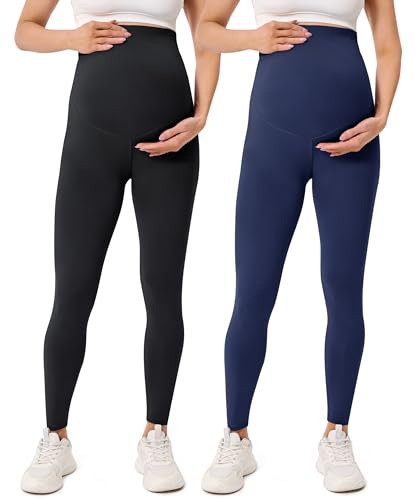 BAYDI Creamlush - Leggings de embarazo para mujer con soporte abdominal ajustable, suaves, de cintura alta, leggings de maternidad opacas, cómodas para yoga, ocio, pijama, M