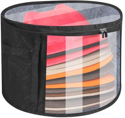 Xujinsongg Round Hat Boxes with Lids, Large Round Hat Storage Box for Women Men Travel Organizer, Foldable Closet Organizer for Women and Men, for Hats Cap Storage Bag(16.5 x 10.4 inch)