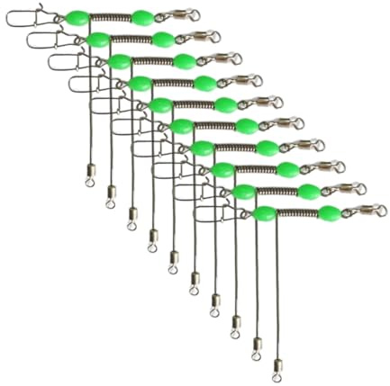 Lodoot Girelle a forma di T a 3 vie in acciaio inox con perline fosforescenti, connettori per lenza da pesca bilanciati, girelle a scatto