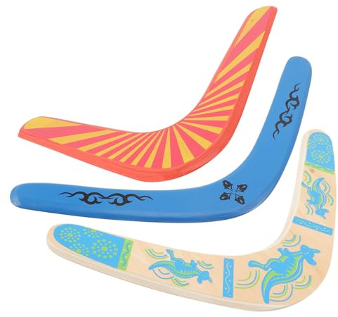 PENIKOKO 3 Piezas Boomerang de Madera para Deportivo al Aire de Coloridas Fácil de Lanzar Resistente y Divertido para Exteriores y Camping