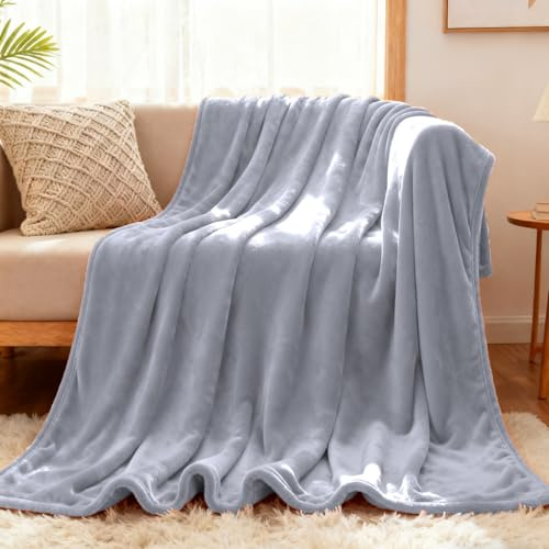YXRS Plaid Polaire 110 x 130 cm Flanelle Doux et Chaude Plaid Tout Doux Polyvalente pour Printemps Automne Canapé Ou Lit, Gris Clair