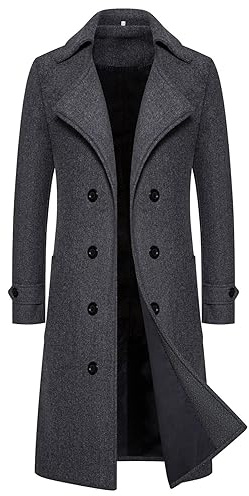 Manteau Homme Duffle Veste Trois Quart Trench Coat Coup-Vent Pardessus Classique Parka Col Montant Hiver en Laine Caban Automne