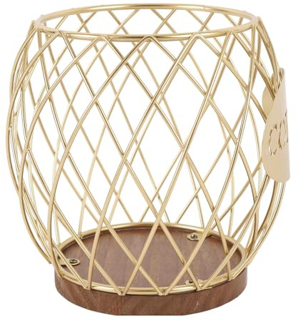 Eujgoov Organizzatore per Cialde di caffè, Cestello Portaoggetti in Metallo di Grande capacità con Base in Legno per Piano di Lavoro Bar Home Office Elegante Porta Cialde di caffè Multifunzionale