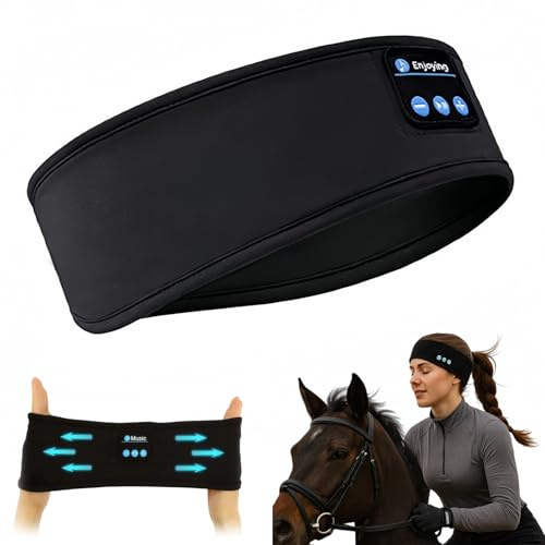 FABENIC RideBand - Bandeau Audio Bluetooth Sport et Sommeil, avec Haut-Parleurs Stéréo HD Intégrés, Micro Mains Libres, Confortable et Chaud, Compatible avec Casque d'Équitation (Noir)