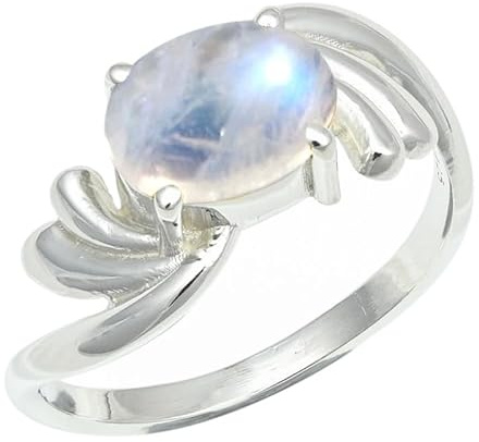 SILVERTROVE Regnbåge månsten ädelsten silverpläterad mässing snygg handgjord band ring presentartiklar män och kvinnor alla storlekar smycken CRG1259BO8_(54 (17.2))