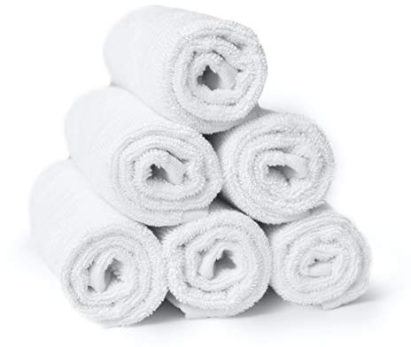 RosenSoft Oversized Wash Clothes-16x14 in Extra Large Wash Cloths for Body and Face, Hand Gym Spa- Fingertip Towels for Bathroom, Bath Towel Set (White, 6)