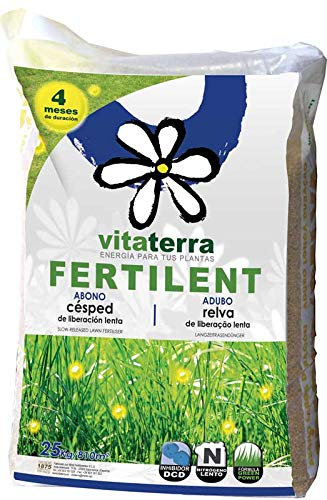 Vitaterra Fertilizante de Césped Abono Césped Fertilent 25 kg NPK 20-5-10