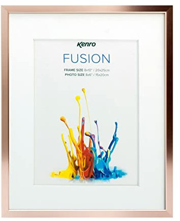Kenro Fusion Series Rose Gold Metal Photo Frame 10x12 Inch / 25x30cm with Picture Mat for Photo 8x10 Inch / 20x25cm - FNC2025RG