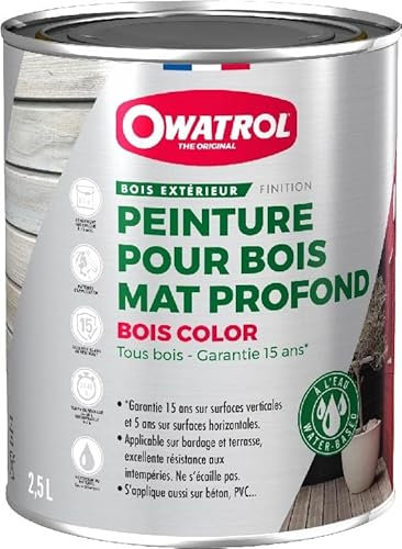OWATROL - BOIS COLOR 1L - Teinte Vert Basque – Peinture pour bois extérieur opaque – Finition Mate