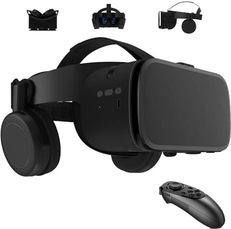 VR Set Virtual Reality VR for Phone, Wireless Bluetooth VR Headset VR Goggles 110°FOV, Support 4.7-6.2 Cellphone Compatible for Android iOS iPhone 16 Pro 15 14 13 12 11 Pro Samsung Phones (Black)