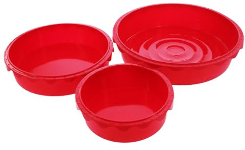 Coolinato 3er Set Silikon Backformen rund 16 cm 20 cm und 26 cm, Rot, Silikonformen zum Backen von Kuchen und Desserts, inkl. 4 Rezepten (Rot)