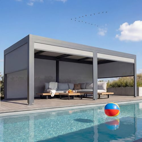Mendler Alu Pergola HWC-L41 mit 6X Seitenwand 3x6m Metall - anthrazit