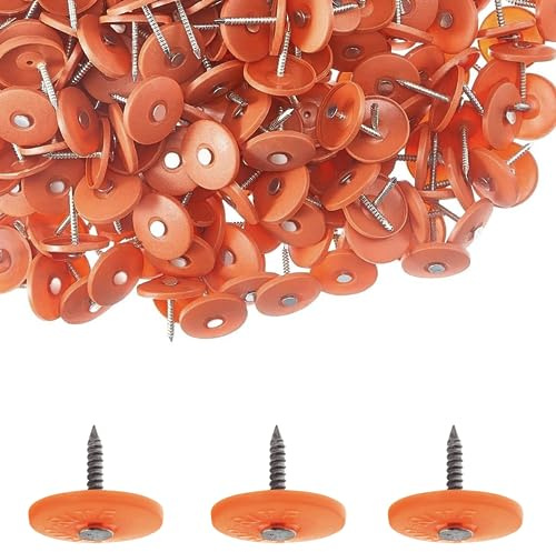 100 Pack - Round Plastic Cap Nail 1 Inch Roofing Nails Galvanized Tar Paper Nails for House Wrap Fastening Foam Board Roofing Felt Insulation Film (100)