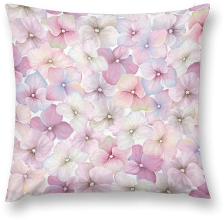 Hydrangea Flower Velvet Throw Pillow Covers Farmhouse 18x18 Double Sided with Zipper Decorative Pillows for Couch Cushion Sofa Outdoor