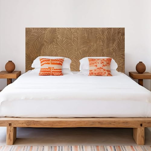 Cabecero de Cama de Madera Calada en Color Roble, 160x80 cm | Cabezal Modelo 154, Fabricado en España